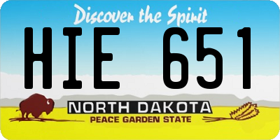 ND license plate HIE651