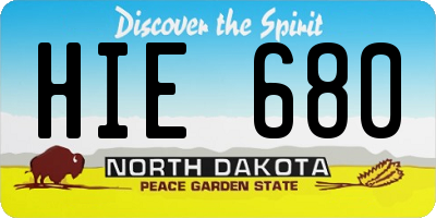 ND license plate HIE680