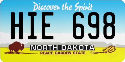 ND license plate HIE698