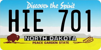 ND license plate HIE701