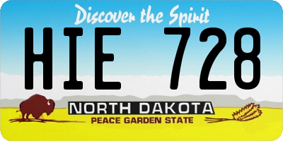 ND license plate HIE728