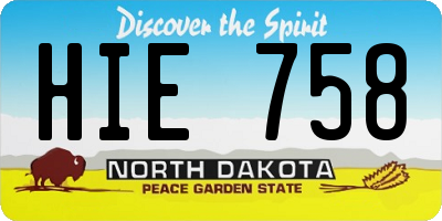 ND license plate HIE758