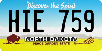 ND license plate HIE759