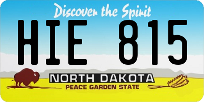ND license plate HIE815