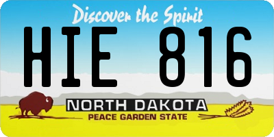 ND license plate HIE816