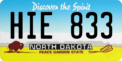 ND license plate HIE833