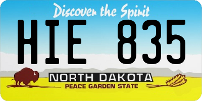 ND license plate HIE835