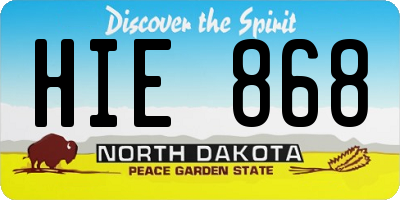 ND license plate HIE868