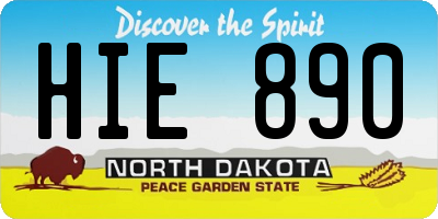 ND license plate HIE890