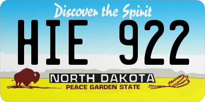 ND license plate HIE922