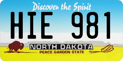 ND license plate HIE981
