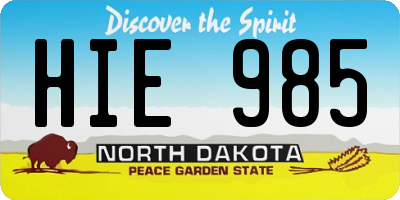 ND license plate HIE985