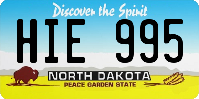 ND license plate HIE995