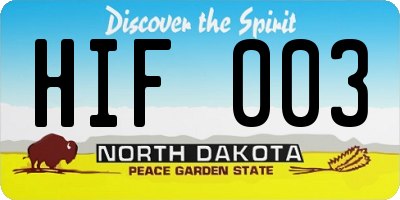 ND license plate HIF003