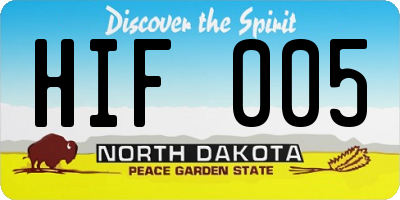 ND license plate HIF005