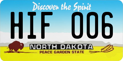ND license plate HIF006