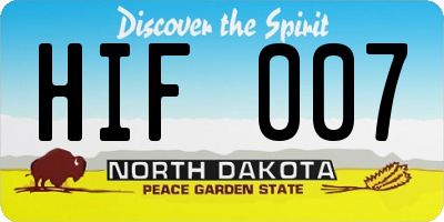 ND license plate HIF007