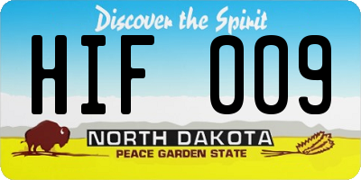 ND license plate HIF009