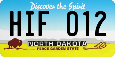 ND license plate HIF012