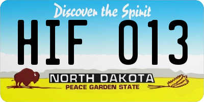 ND license plate HIF013