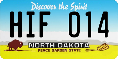 ND license plate HIF014