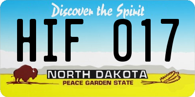 ND license plate HIF017