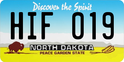 ND license plate HIF019
