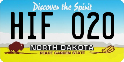ND license plate HIF020