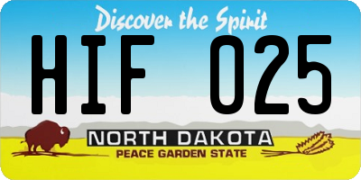 ND license plate HIF025