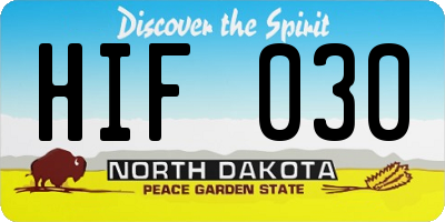 ND license plate HIF030