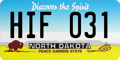ND license plate HIF031