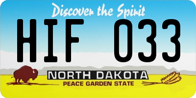 ND license plate HIF033