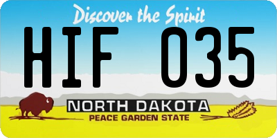 ND license plate HIF035