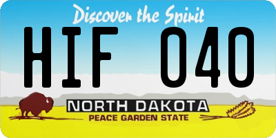ND license plate HIF040