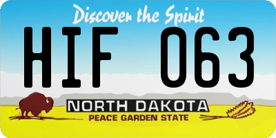 ND license plate HIF063