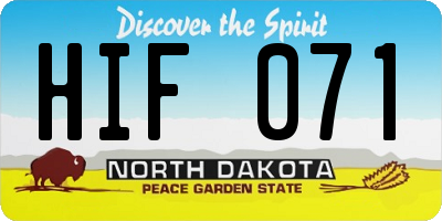 ND license plate HIF071