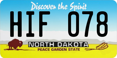 ND license plate HIF078