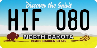 ND license plate HIF080