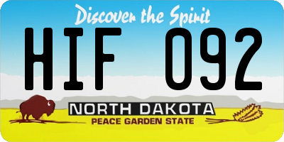 ND license plate HIF092