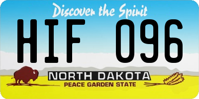 ND license plate HIF096