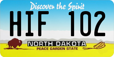 ND license plate HIF102