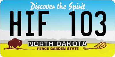 ND license plate HIF103
