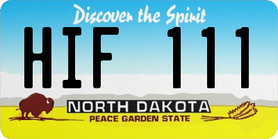 ND license plate HIF111