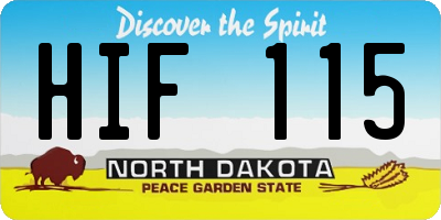 ND license plate HIF115