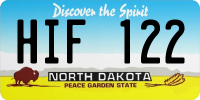 ND license plate HIF122