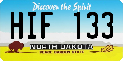 ND license plate HIF133
