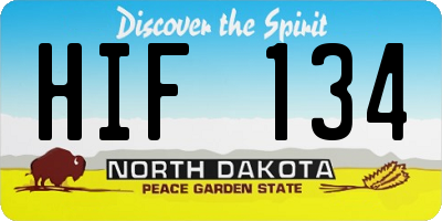 ND license plate HIF134