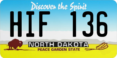 ND license plate HIF136