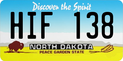 ND license plate HIF138