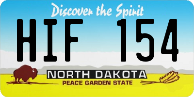 ND license plate HIF154